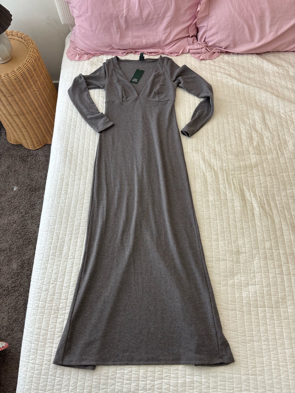 wild fable Long-Sleeve Gray Maxi Dress